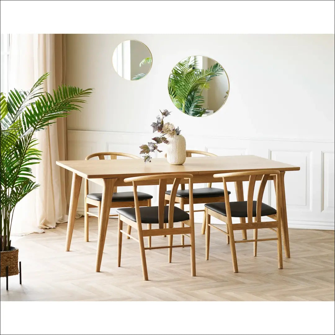 Valgomojo kėdė ąžuolo medienos masyvas su PU sėdyne natūrali/juoda RD138 - €220 Save 15% Dining chairs, Natūrali