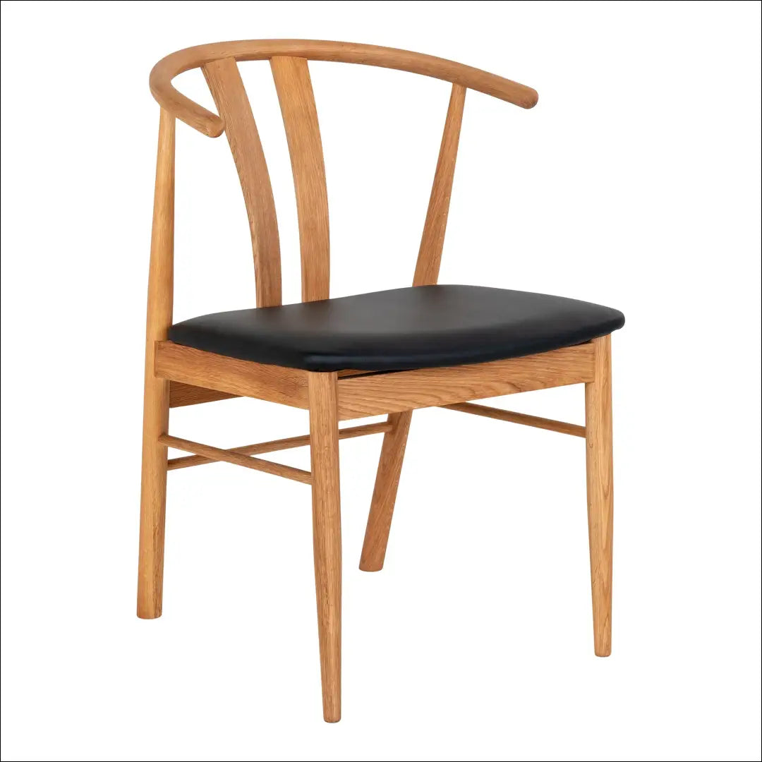 Valgomojo kėdė ąžuolo medienos masyvas su PU sėdyne natūrali/juoda RD138 - €220 Save 15% Dining chairs, Natūrali