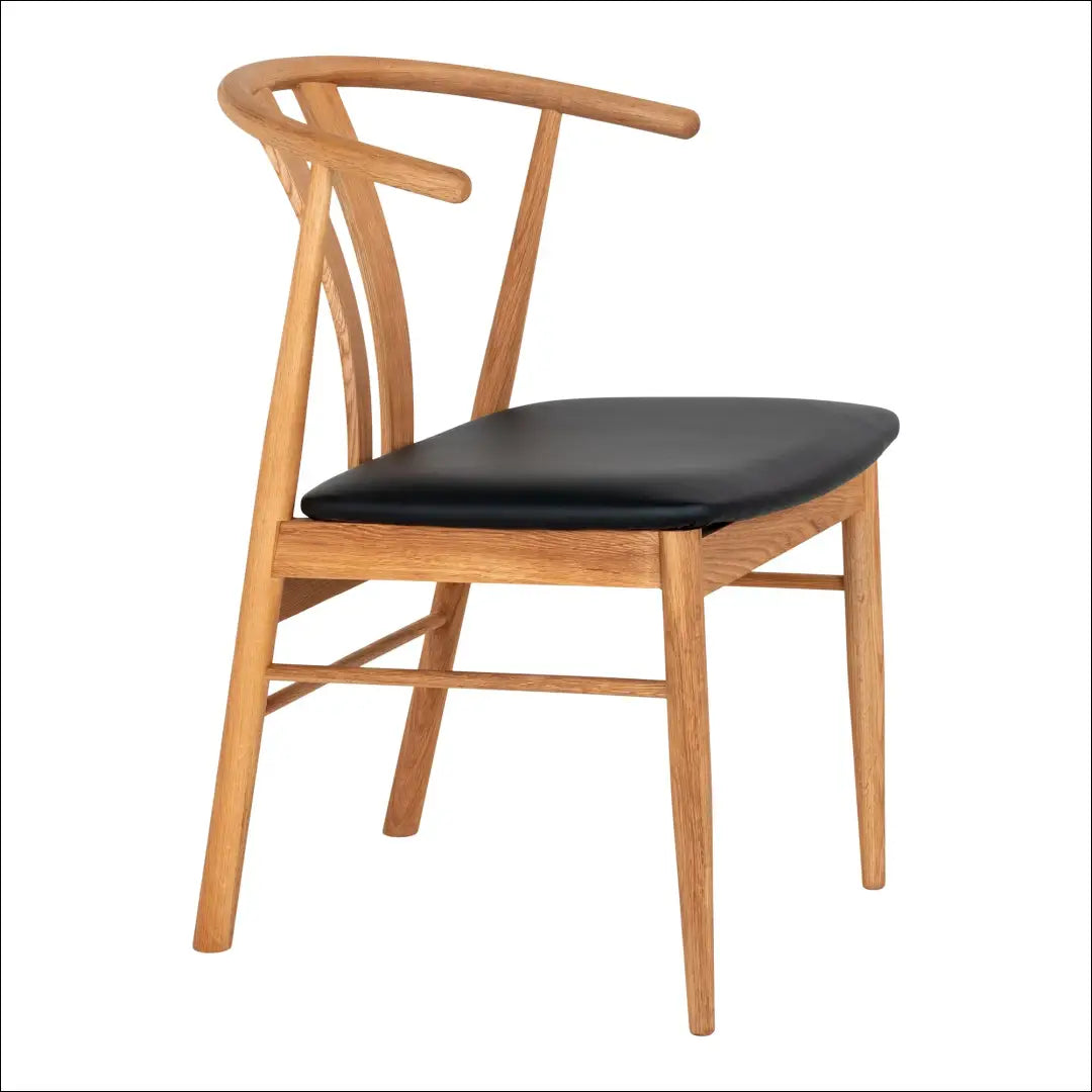 Valgomojo kėdė ąžuolo medienos masyvas su PU sėdyne natūrali/juoda RD138 - €220 Save 15% Dining chairs, Natūrali