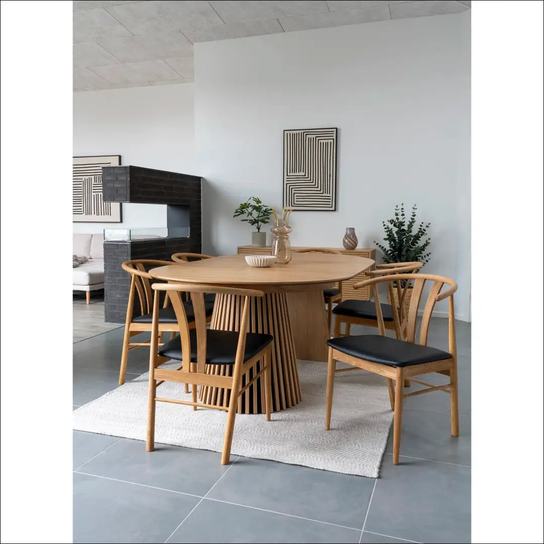 Valgomojo kėdė ąžuolo medienos masyvas su PU sėdyne natūrali/juoda RD138 - €220 Save 15% Dining chairs, Natūrali