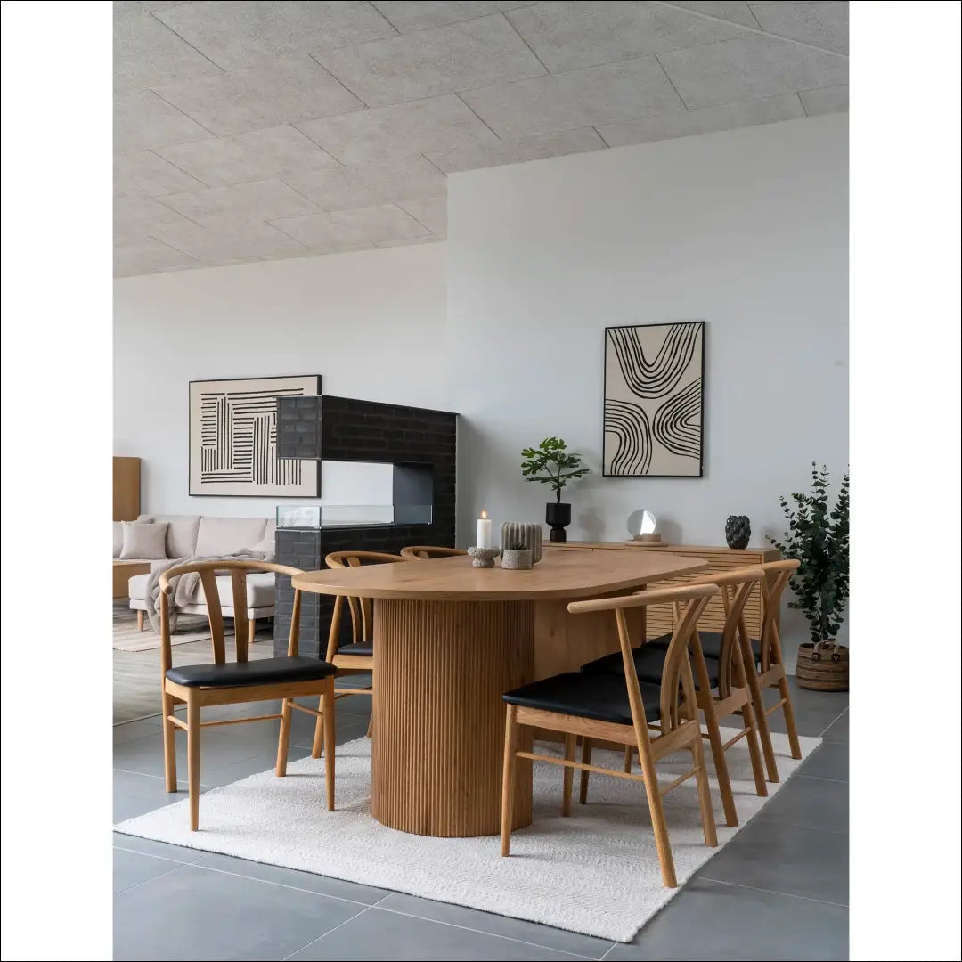 Valgomojo kėdė ąžuolo medienos masyvas su PU sėdyne natūrali/juoda RD138 - €220 Save 15% Dining chairs, Natūrali