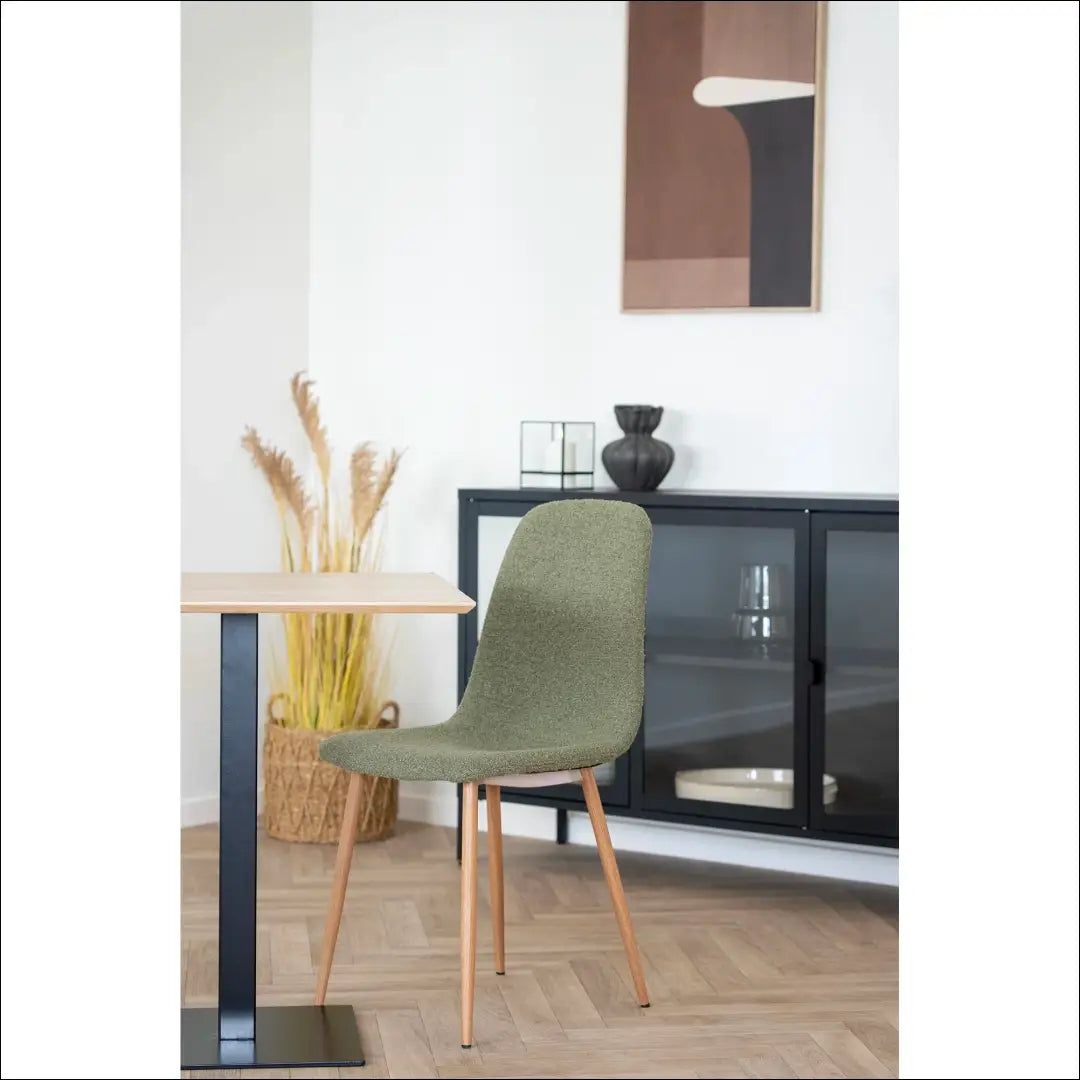 Valgomojo kėdė bouclé tamsiai žalia medinės kojos RD008 - €70 Save 15% 50-100, Dining chairs, nordic, Tamsiai žalia,