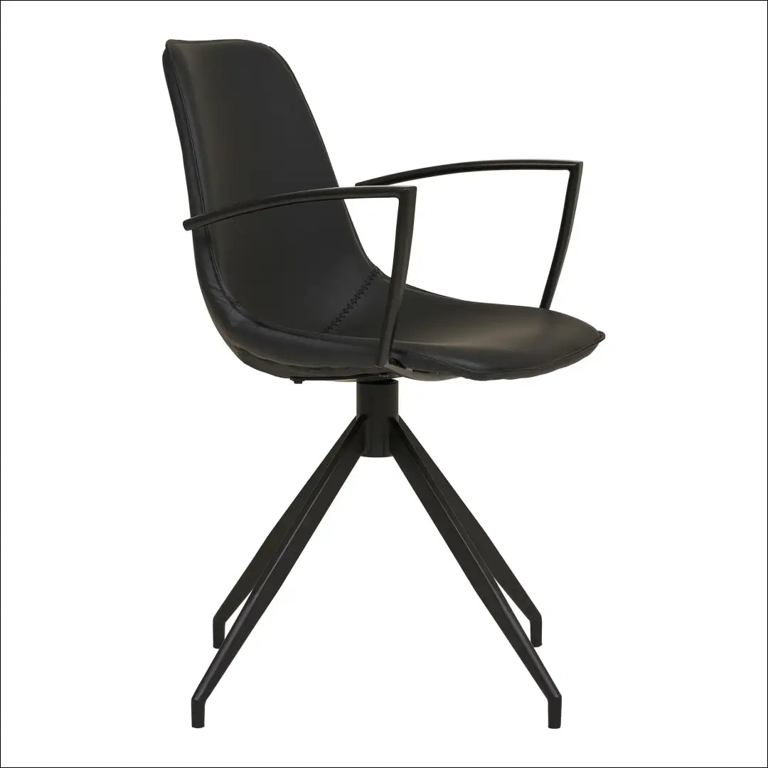 Valgomojo kėdė pasukama su porankiu PU juoda juodomis kojelėmis RD041 - €167 Save 15% 100-200, Dining chairs, Juoda,