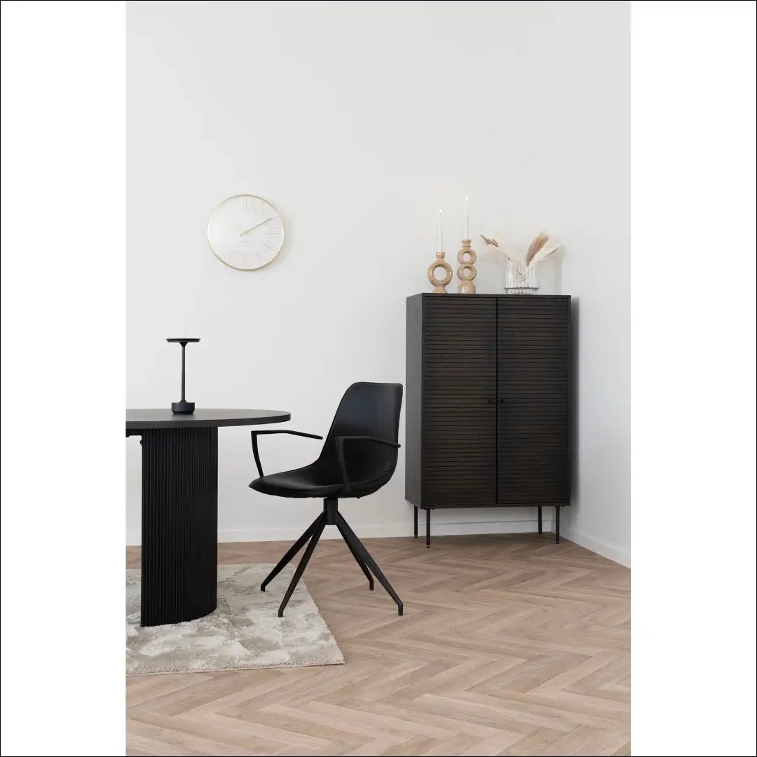 Valgomojo kėdė pasukama su porankiu PU juoda juodomis kojelėmis RD041 - €167 Save 15% 100-200, Dining chairs, Juoda,