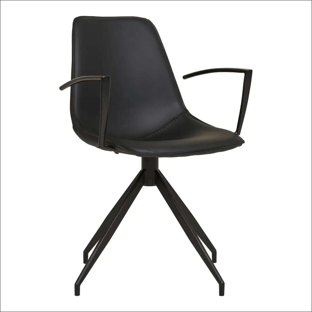 Valgomojo kėdė pasukama su porankiu PU juoda juodomis kojelėmis RD041 - €167 Save 15% 100-200, Dining chairs, Juoda,