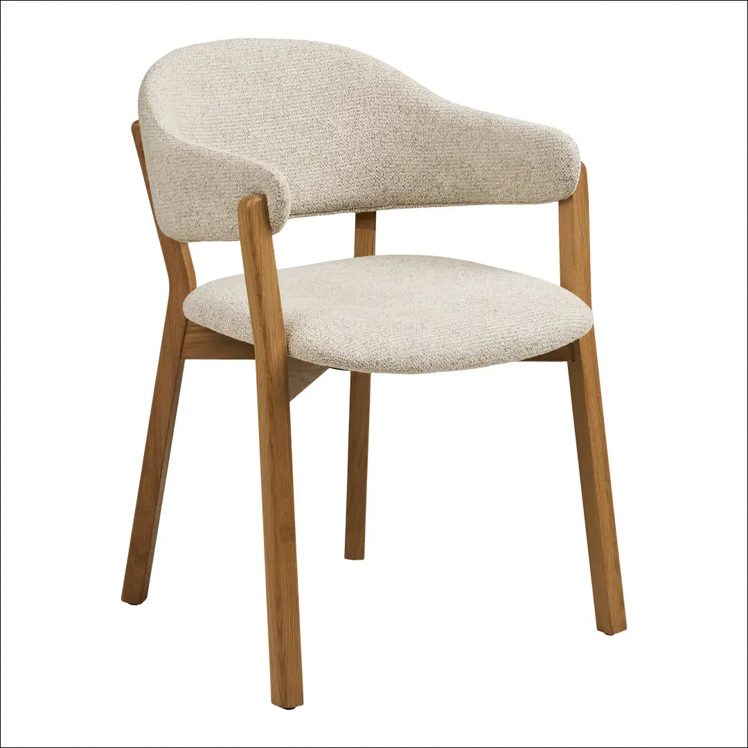 Valgomojo kėdė porankis ąžuolo medienos drožlių plokštė su audiniu smėlio spalvos RD096 - €307 Save 15% Dining chairs,