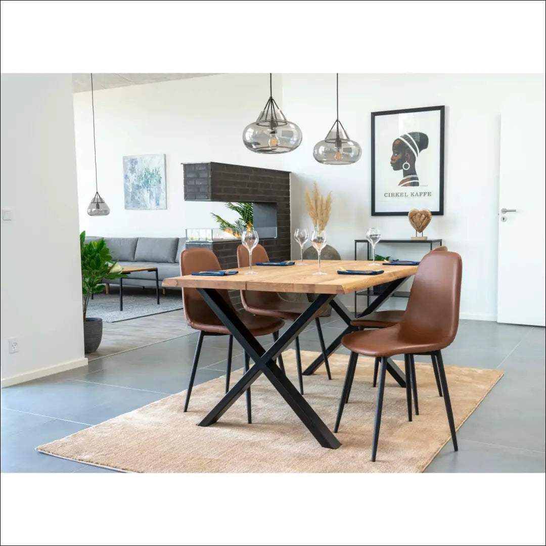 Valgomojo kėdė PU oda šviesiai ruda juodos kojelės RD005 - €70 Save 15% 50-100, Dining chairs, nordic, Ruda, uzsakomi