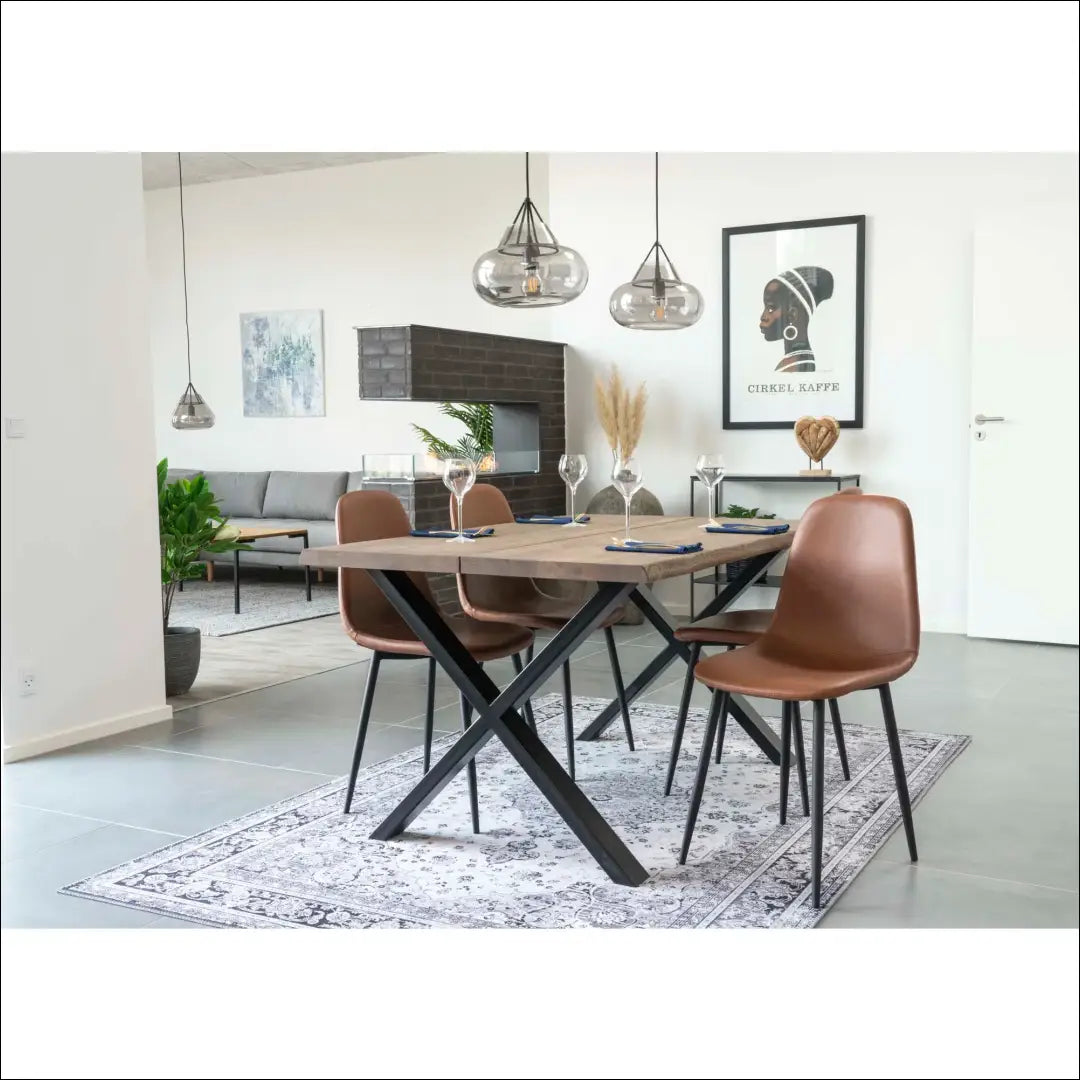 Valgomojo kėdė PU oda šviesiai ruda juodos kojelės RD005 - €70 Save 15% 50-100, Dining chairs, nordic, Ruda, uzsakomi