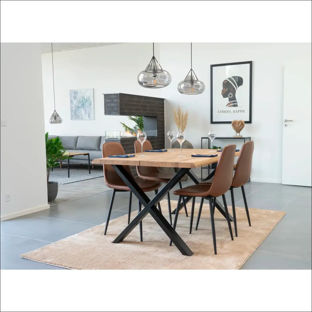 Valgomojo kėdė PU oda šviesiai ruda juodos kojelės RD005 - €70 Save 15% 50-100, Dining chairs, nordic, Ruda, uzsakomi