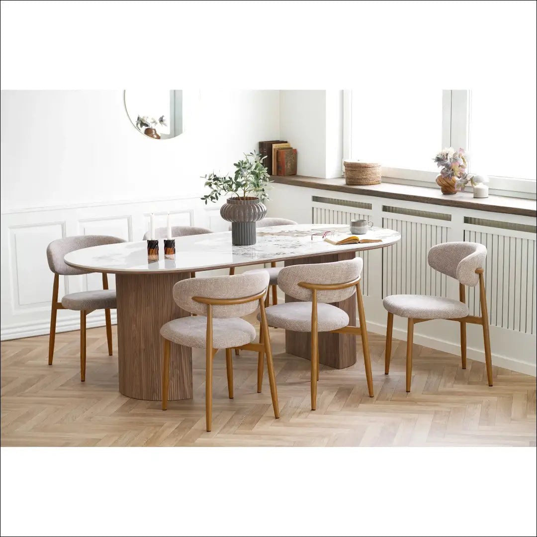 Valgomojo kėdė smėlio spalvos medžio imitacijos kojos ąžuolo RD085 - €133 Save 15% 100-200, Dining chairs, nordic,
