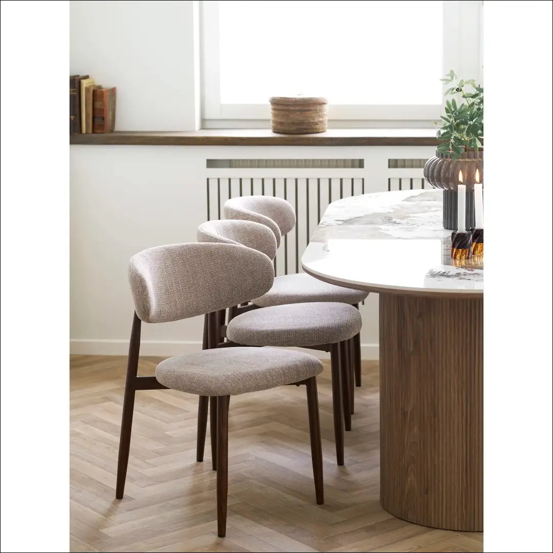 Valgomojo kėdė smėlio spalvos medžio imitacijos kojos riešuto RD086 - €133 Save 15% 100-200, Dining chairs, nordic,