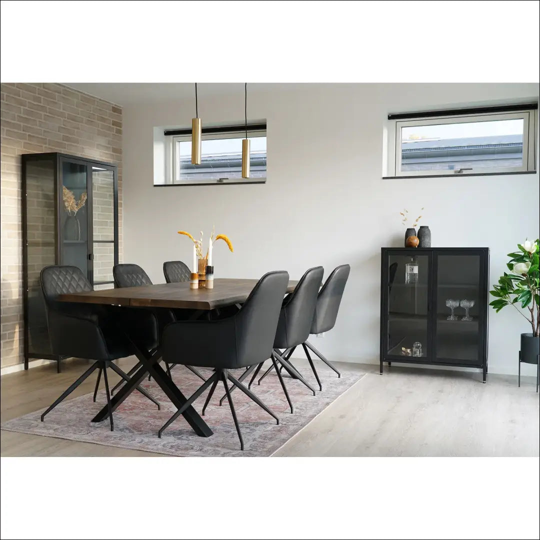 Valgomojo kėdė su pasukama rankena PU oda juoda juodos kojelės RD021 - €160 Save 15% 100-200, __label:Pristatymas 5-14