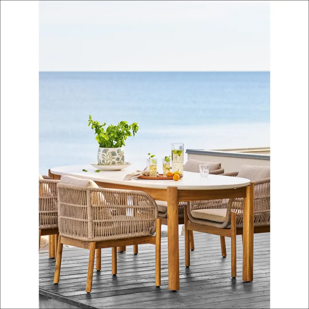Valgomojo stalas akacijos/teracso medienos baltas/natūralus 95x210x76 cm RD1093 - €842 Save 15% __label:Pristatymas