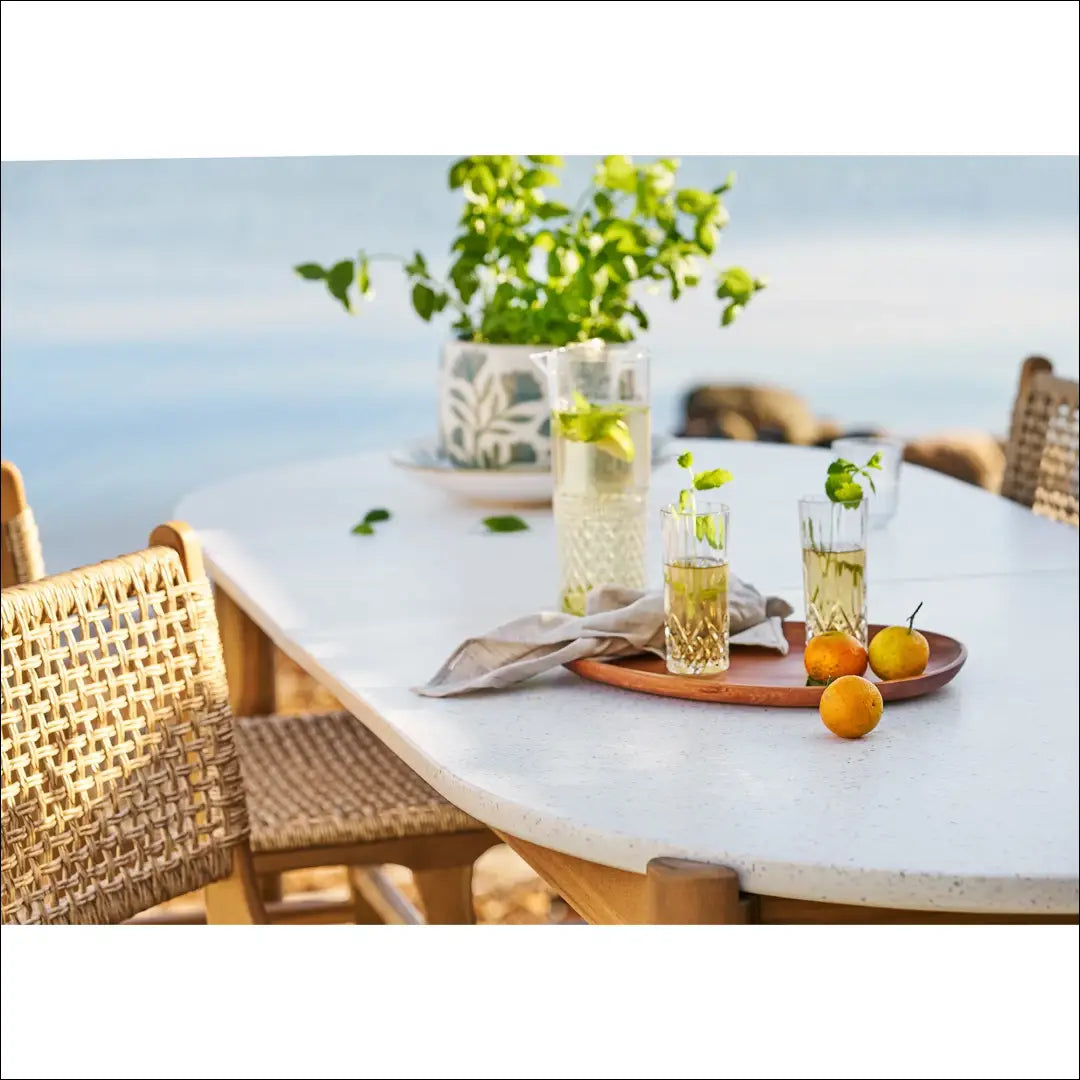 Valgomojo stalas akacijos/teracso medienos baltas/natūralus 95x210x76 cm RD1093 - €842 Save 15% __label:Pristatymas