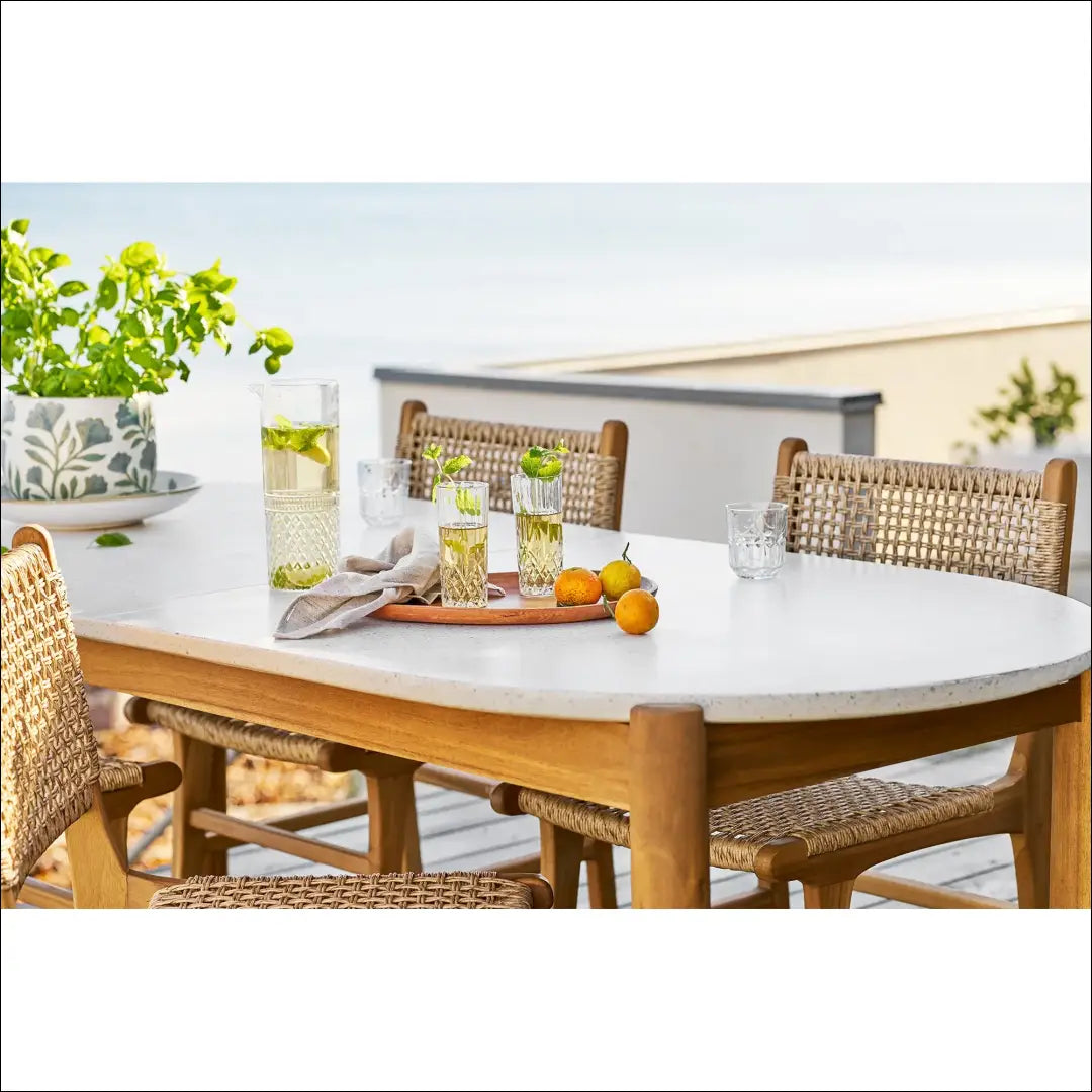 Valgomojo stalas akacijos/teracso medienos baltas/natūralus 95x210x76 cm RD1093 - €842 Save 15% __label:Pristatymas