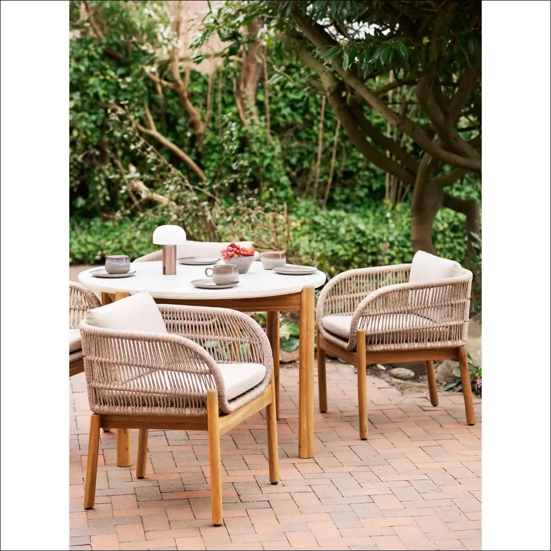 Valgomojo stalas akacijos/teracso medienos baltas/natūralus ø120x76 cm RD1092 - €520 Save 15% __label:Pristatymas 5-14