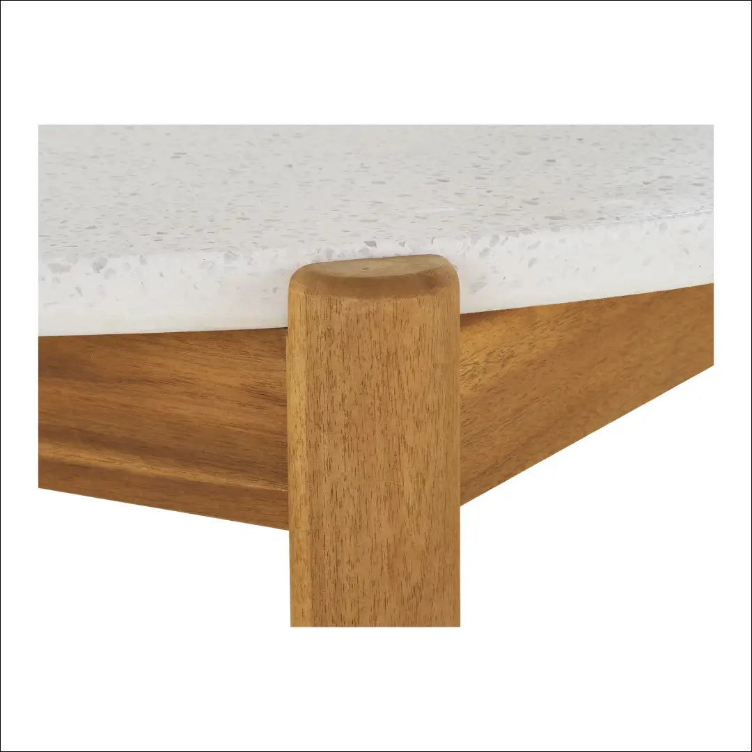 Valgomojo stalas akacijos/teracso medienos baltas/natūralus ø120x76 cm RD1092 - €520 Save 15% __label:Pristatymas 5-14