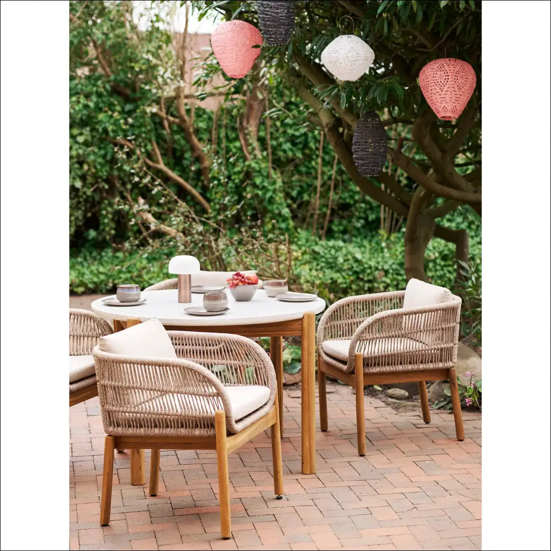 Valgomojo stalas akacijos/teracso medienos baltas/natūralus ø120x76 cm RD1092 - €520 Save 15% __label:Pristatymas 5-14