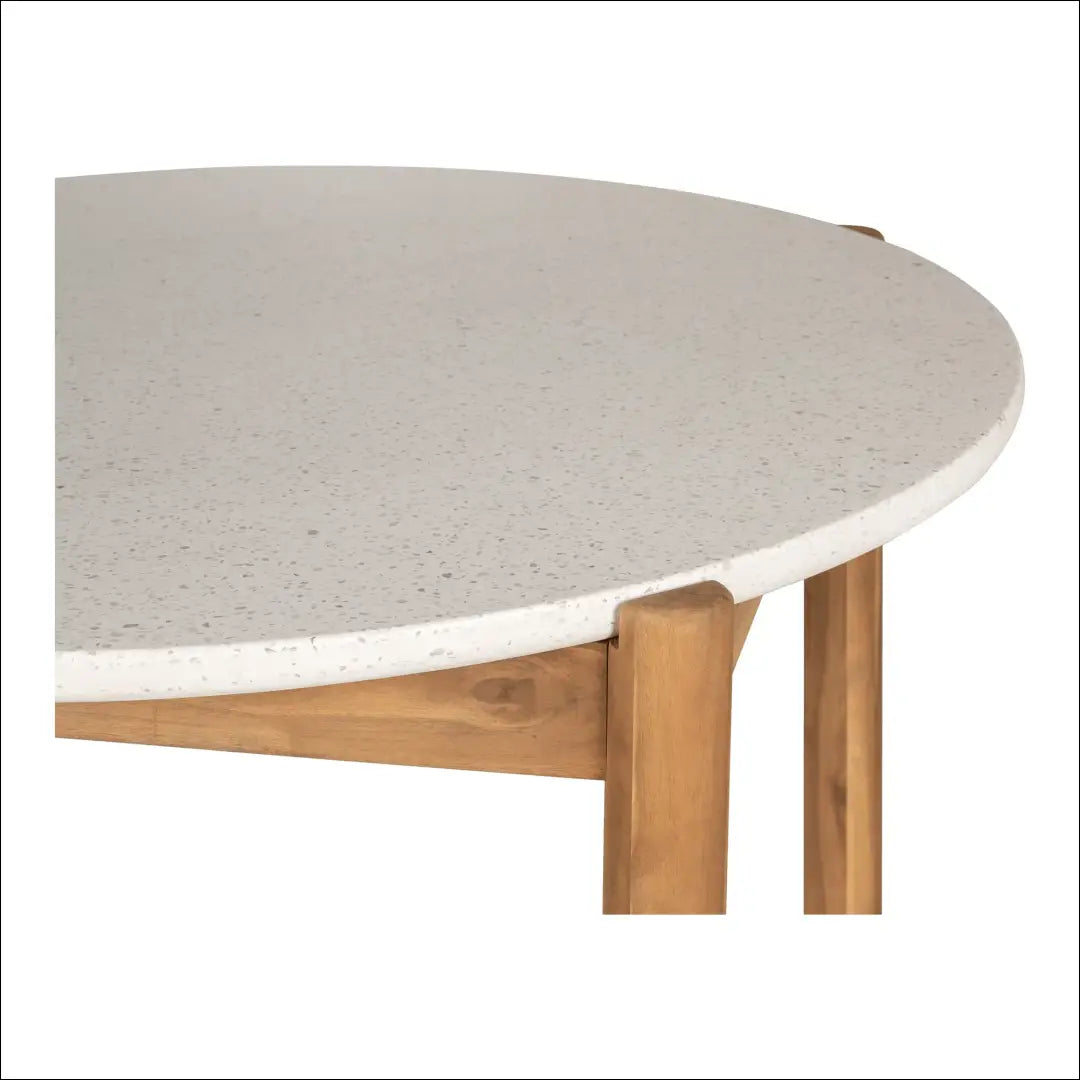 Valgomojo stalas akacijos/teracso medienos baltas/natūralus ø120x76 cm RD1092 - €520 Save 15% __label:Pristatymas 5-14