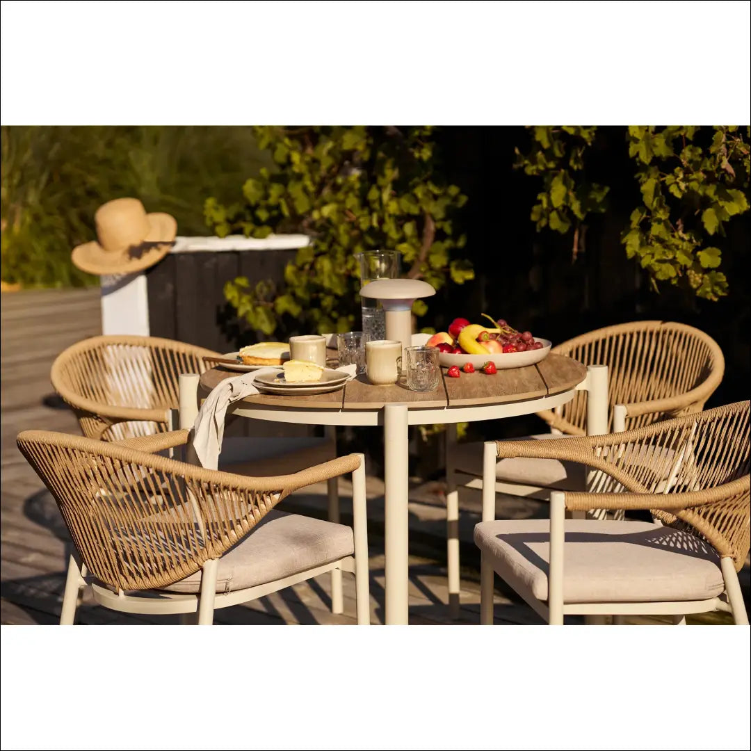 Valgomojo stalas aliuminis/ne mediena smėlio/natūralios spalvos ø90x74 cm RD1098 - €276 Save 15% __label:Pristatymas