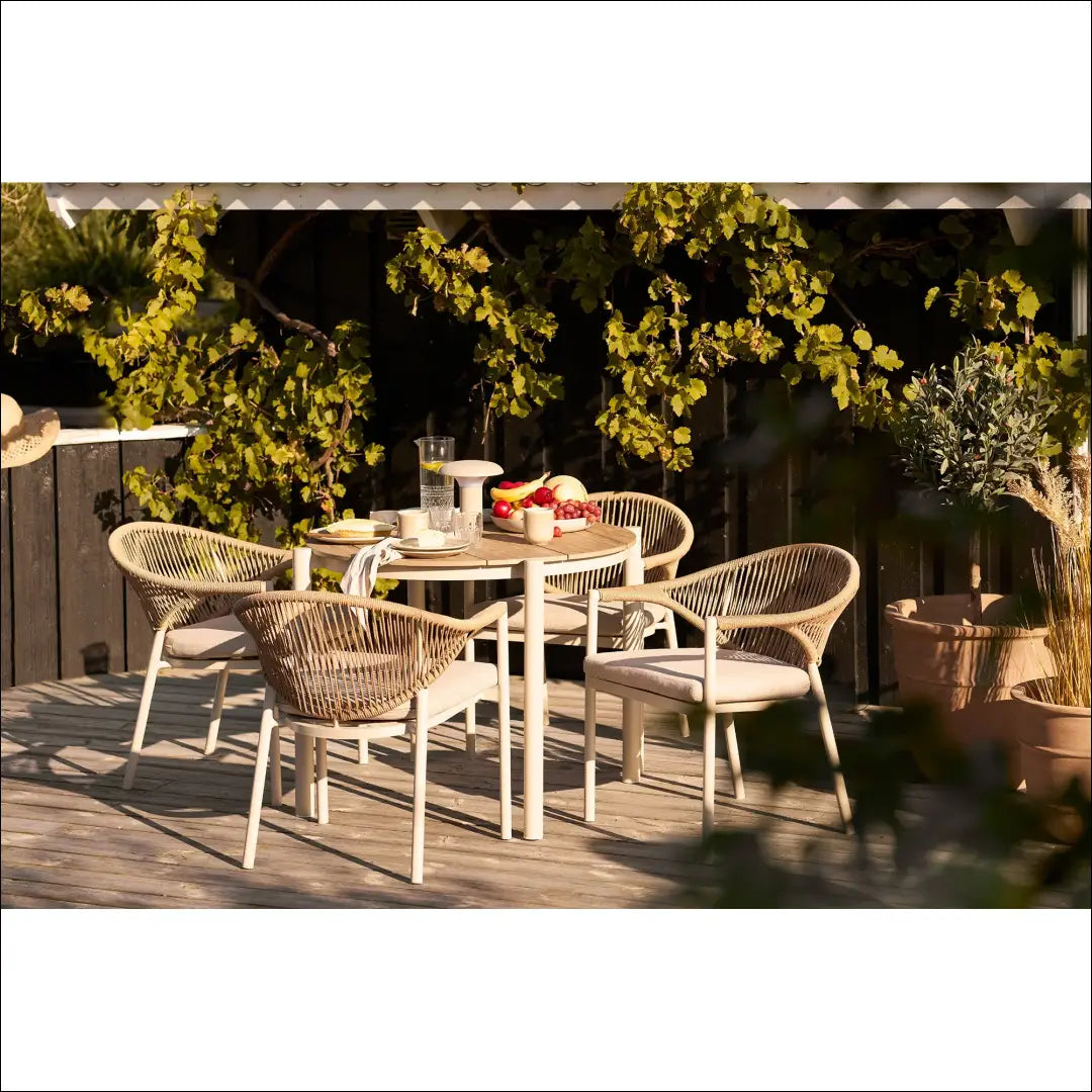 Valgomojo stalas aliuminis/ne mediena smėlio/natūralios spalvos ø90x74 cm RD1098 - €276 Save 15% __label:Pristatymas