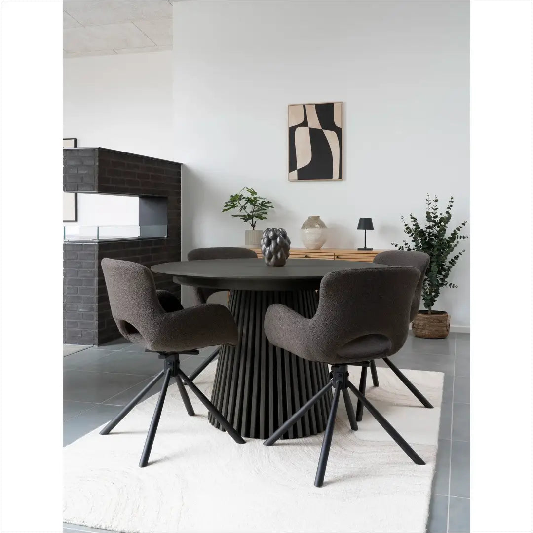Valgomojo stalas ąžuolo fanera juodas ø140x75 cm RD433 - €941 Save 15% __label:Pristatymas 5-14 d.d., Dining tables,