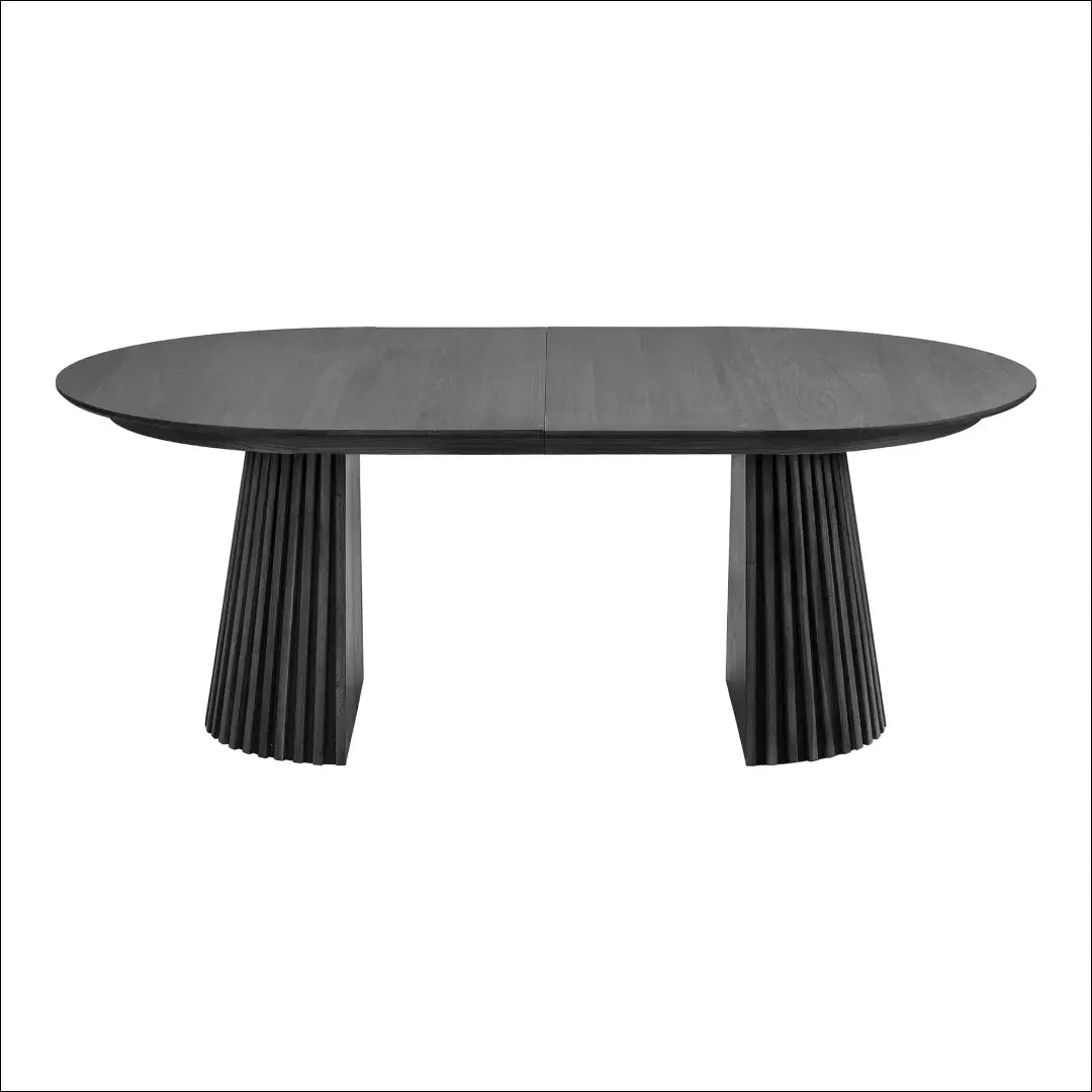 Valgomojo stalas ąžuolo fanera juodas su dviem prailginimo plokštelėmis 120x200-250-300x75 cm RD424 - €1,232 Save 15%