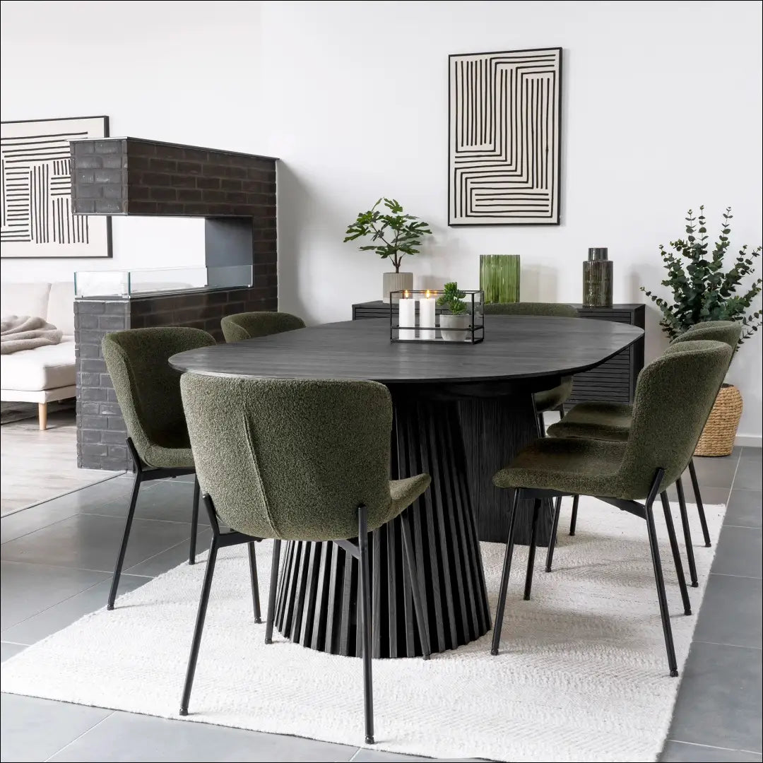 Valgomojo stalas ąžuolo fanera juodas su dviem prailginimo plokštelėmis 120x200-250-300x75 cm RD424 - €1,232 Save 15%