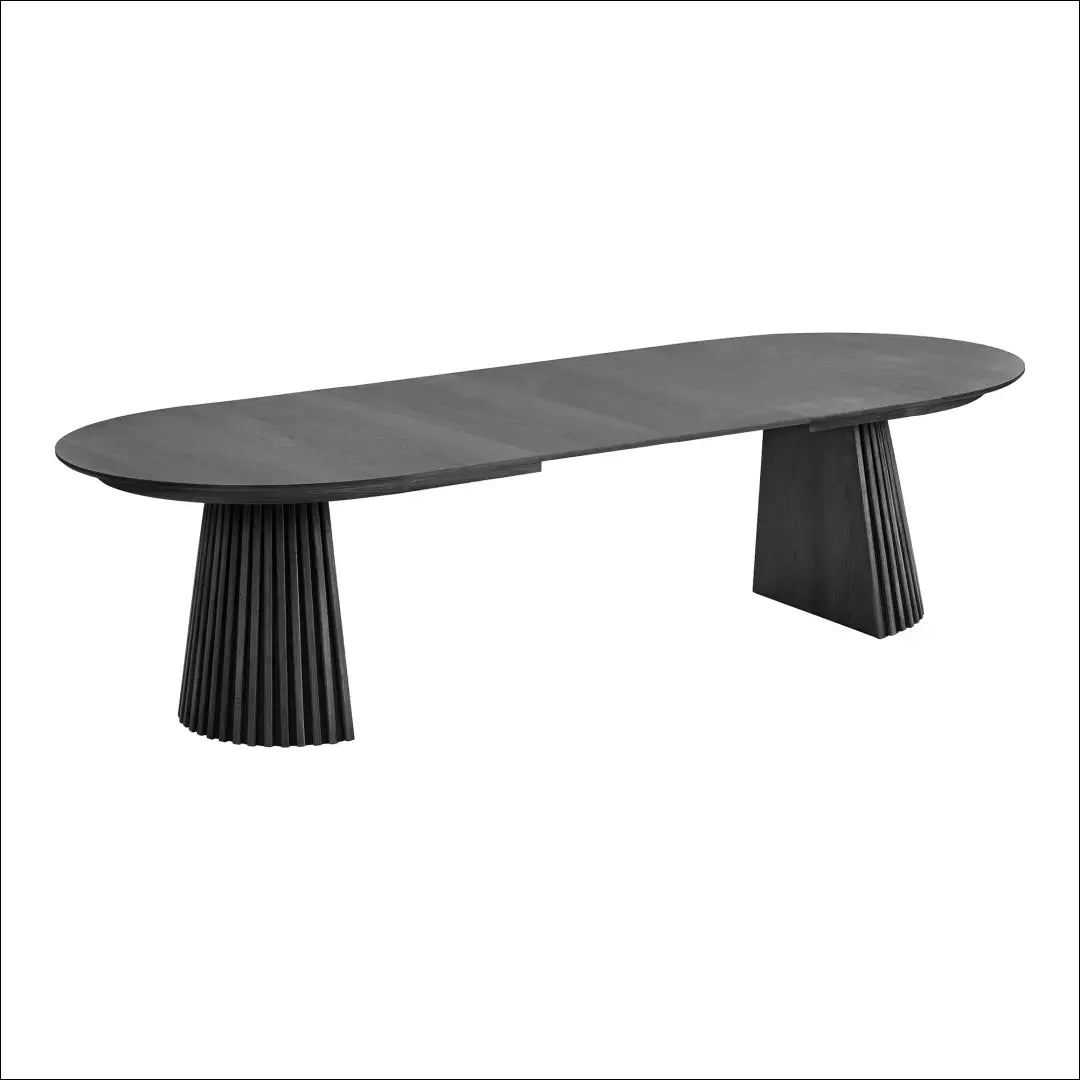 Valgomojo stalas ąžuolo fanera juodas su dviem prailginimo plokštelėmis 120x200-250-300x75 cm RD424 - €1,232 Save 15%