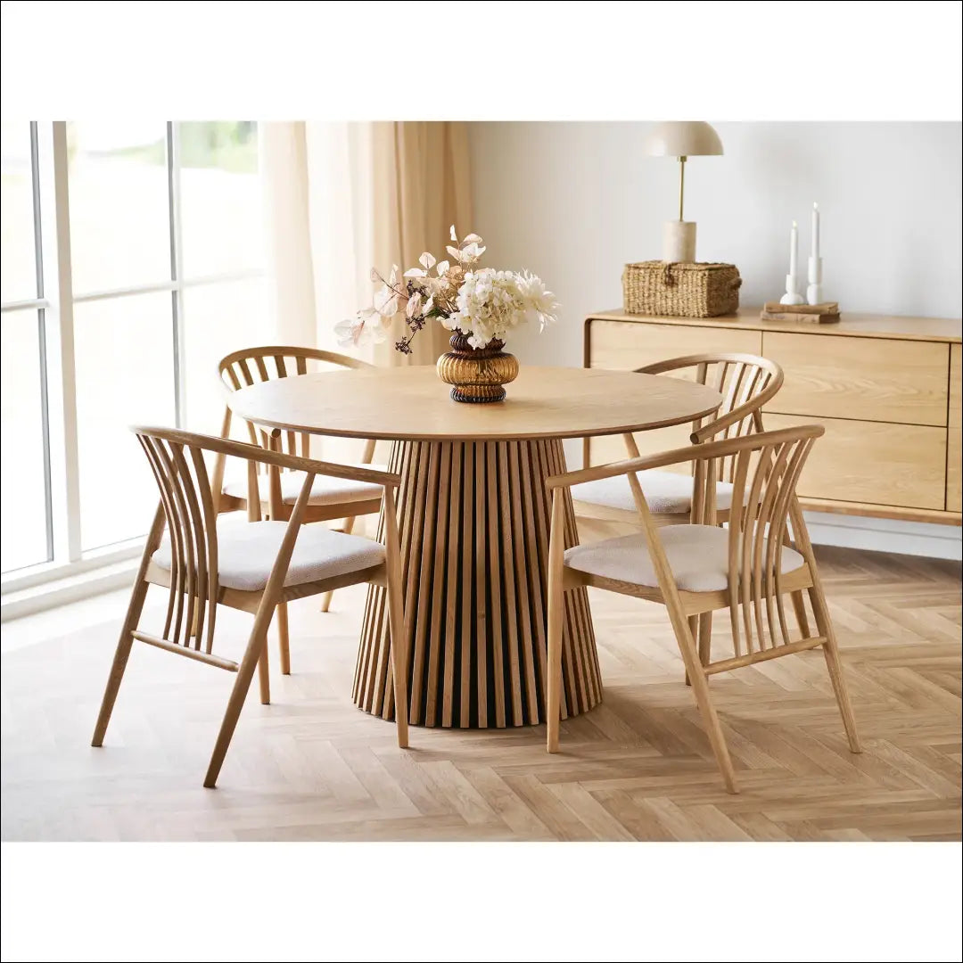 Valgomojo stalas ąžuolo fanera natūralus ø120x75 cm RD434 - €632 Save 15% __label:Pristatymas 5-14 d.d., Dining tables,
