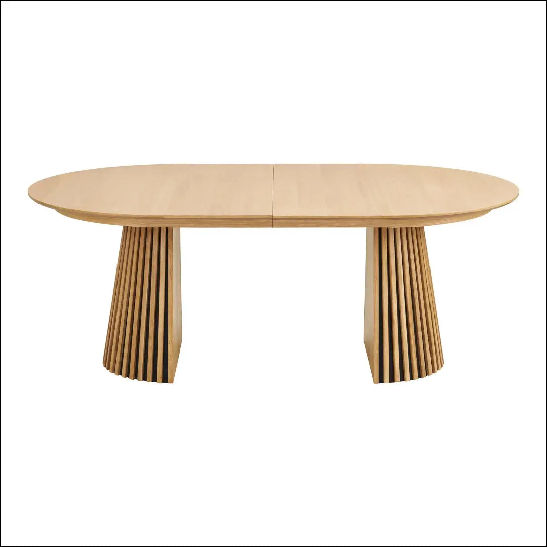 Valgomojo stalas ąžuolo fanera natūralus su dviem prailginimo plokštelėmis 120x200-250-300x75 cm RD422 - €1,198 Save