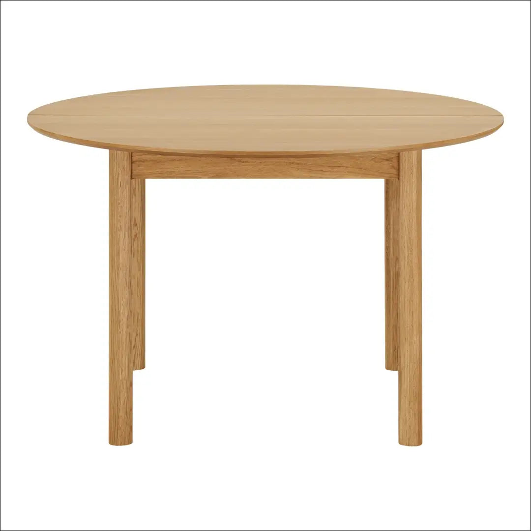 Valgomojo stalas ąžuolo fanera natūralus su dviem prailginimo plokštelėmis ø120x120-170-220x75 cm RD418 - €714 Save 15%