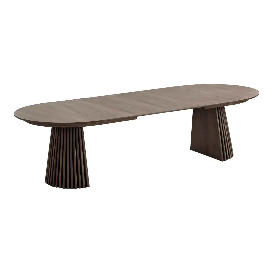 Valgomojo stalas ąžuolo fanera rūkytos medienos su dviem prailginimo plokštėmis 120x200-250-300x75 cm RD423 - €1,232