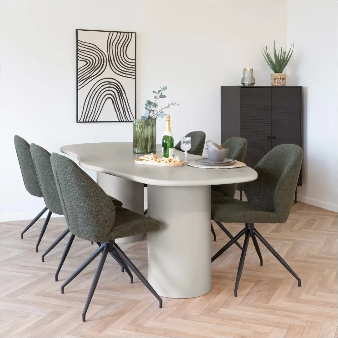 Valgomojo stalas cemento imitacijos smėlio spalvos 96x200x76 cm RD437 - €845 Save 15% __label:Pristatymas 5-14 d.d.,