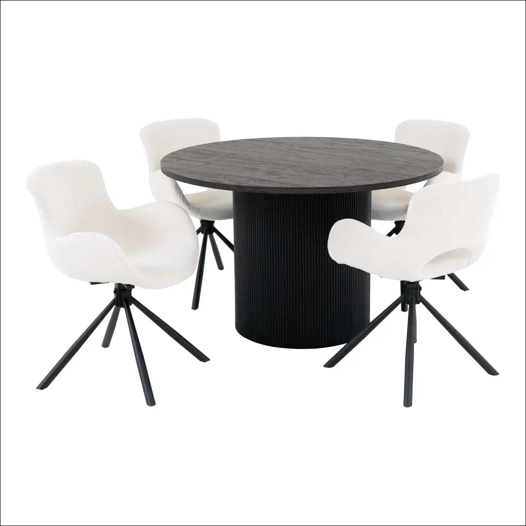 Valgomojo stalas ir 4 valgomojo kėdės RD1152 - €978 Save 15% balkšva, Dining sets, nordic, over-200, Tamsiai ruda Virš