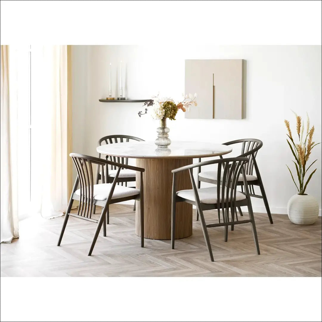 Valgomojo stalas ir 4 valgomojo kėdės RD1153 - €1,529 Save 15% Balta / tamsiai ruda / dūminė, Dining sets, nordic,