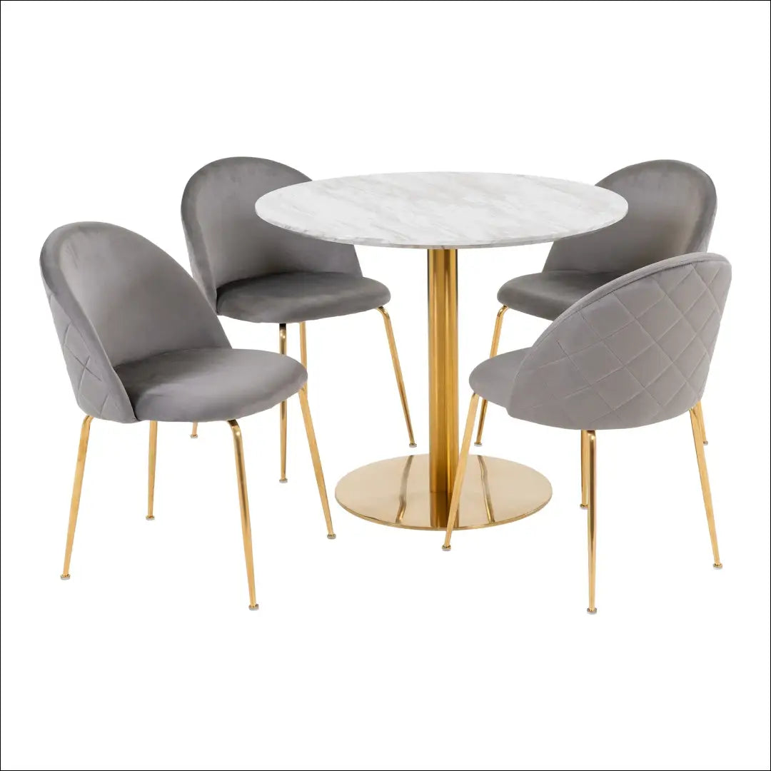 Valgomojo stalas ir 4 valgomojo kėdės RD1158 - €634 Save 15% Balta / pilka, Dining sets, nordic, over-200, uzsakomi