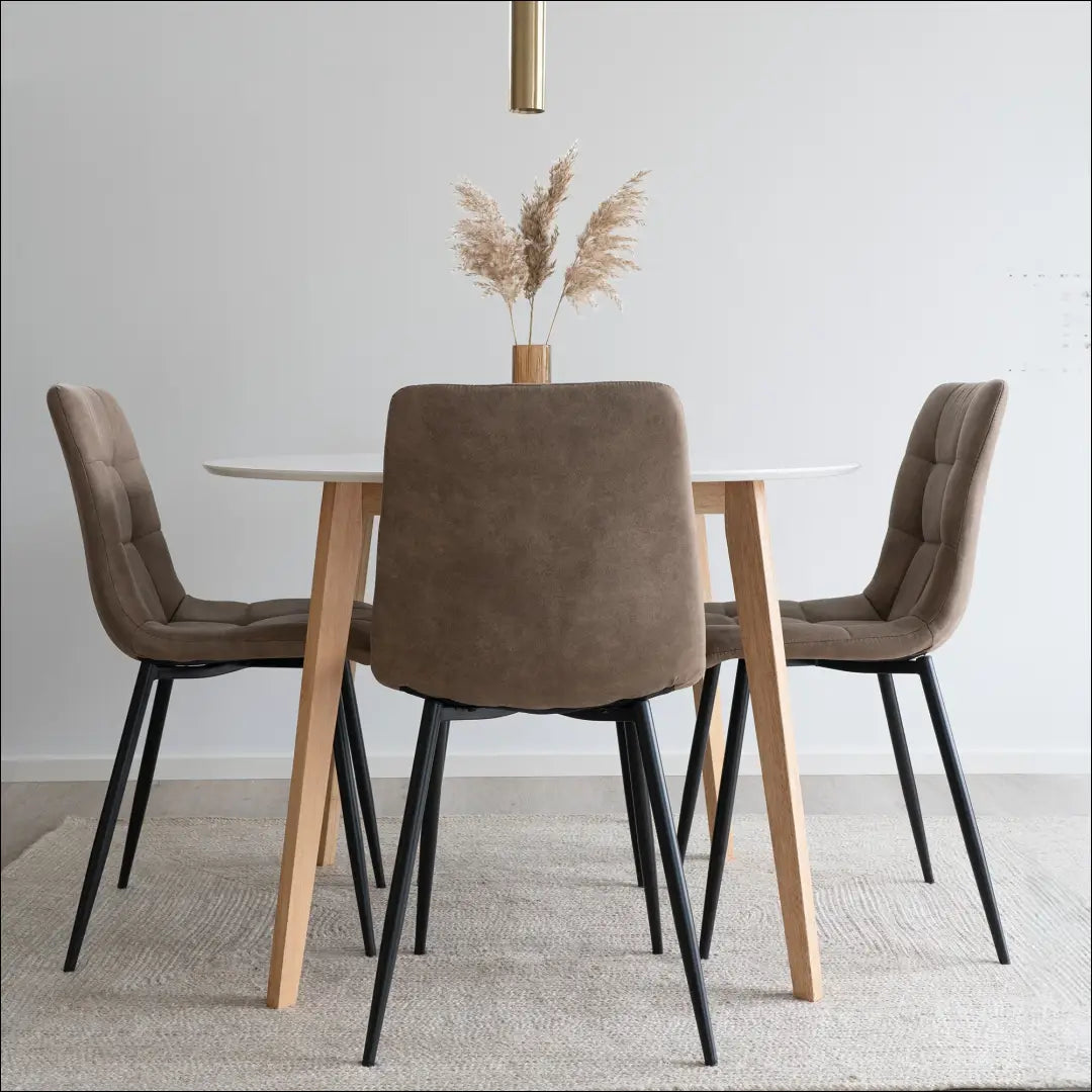 Valgomojo stalas ir 4 valgomojo kėdės RD1162 - €523 Save 15% Dining sets, nordic, over-200, Ruda / balta, uzsakomi Virš