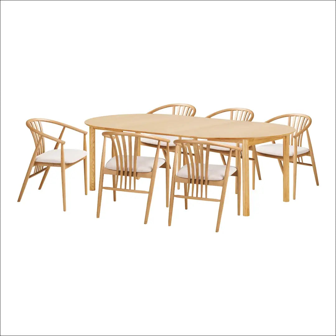 Valgomojo stalas ir 6 valgomojo kėdės RD1149 - €2,253 Save 15% Dining sets, Natūrali, nordic, over-200, uzsakomi Virš