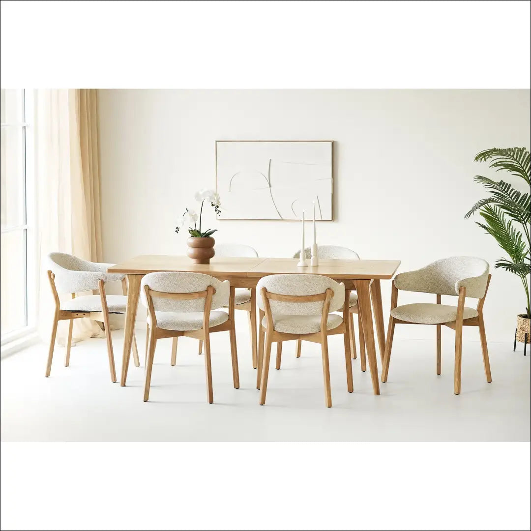Valgomojo stalas ir 6 valgomojo kėdės RD1151 - €3,110 Save 15% Dining sets, Natūrali / bežinė, nordic, over-200,