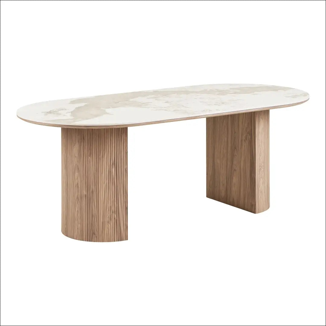 Valgomojo stalas keraminis stalviršis balta/ruda 100x210x76 cm RD446 - €876 Save 15% __label:Pristatymas 5-14 d.d.,