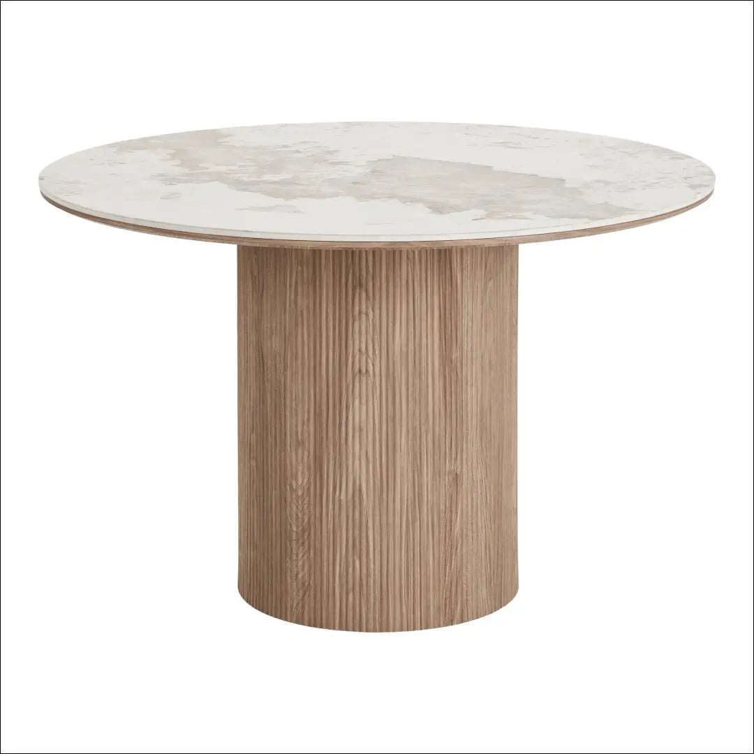 Valgomojo stalas keraminis stalviršis balta/ruda ø120x76 cm RD444 - €503 Save 15% __label:Pristatymas 5-14 d.d., Balta