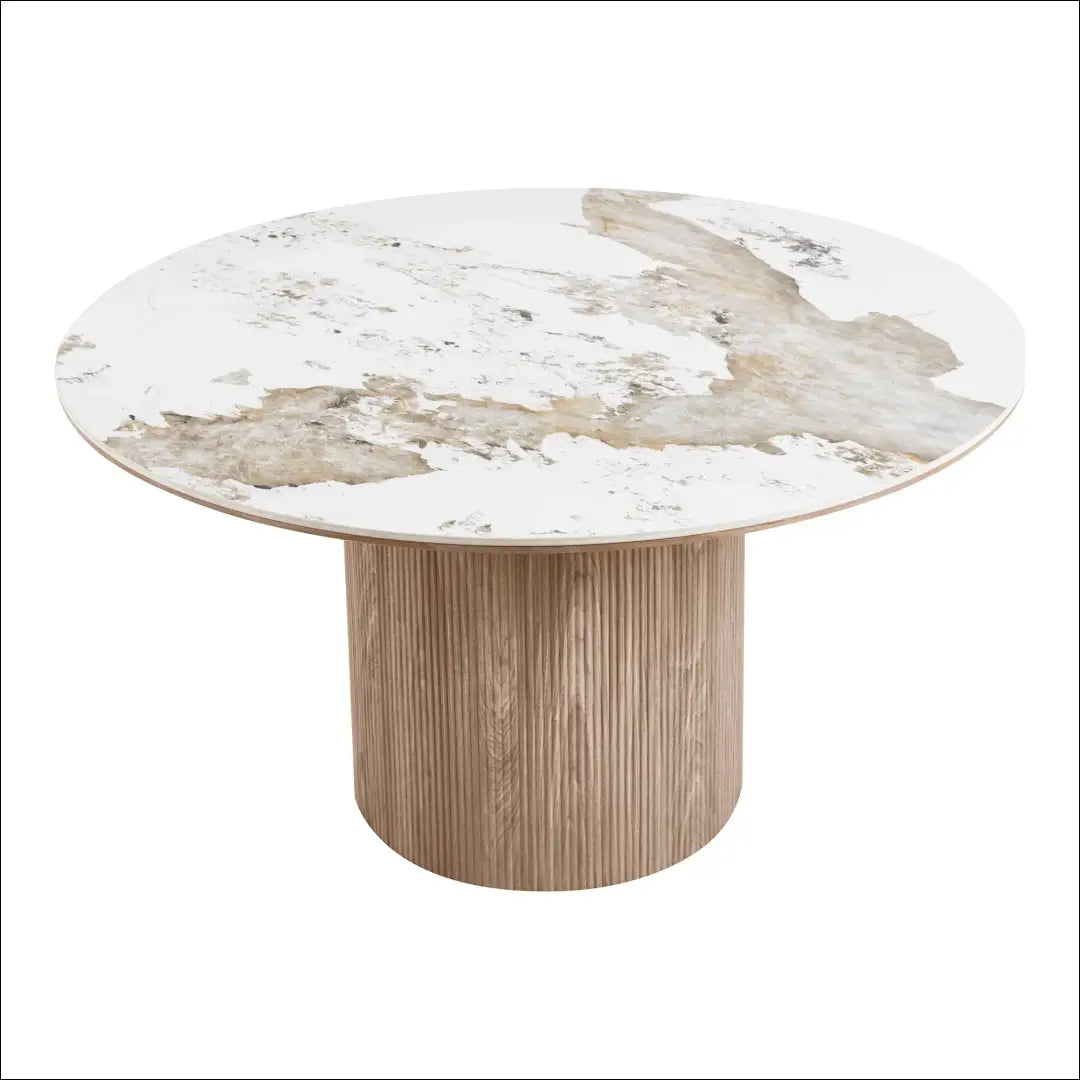 Valgomojo stalas keraminis stalviršis balta/ruda ø140x76 cm RD445 - €680 Save 15% __label:Pristatymas 5-14 d.d., Balta