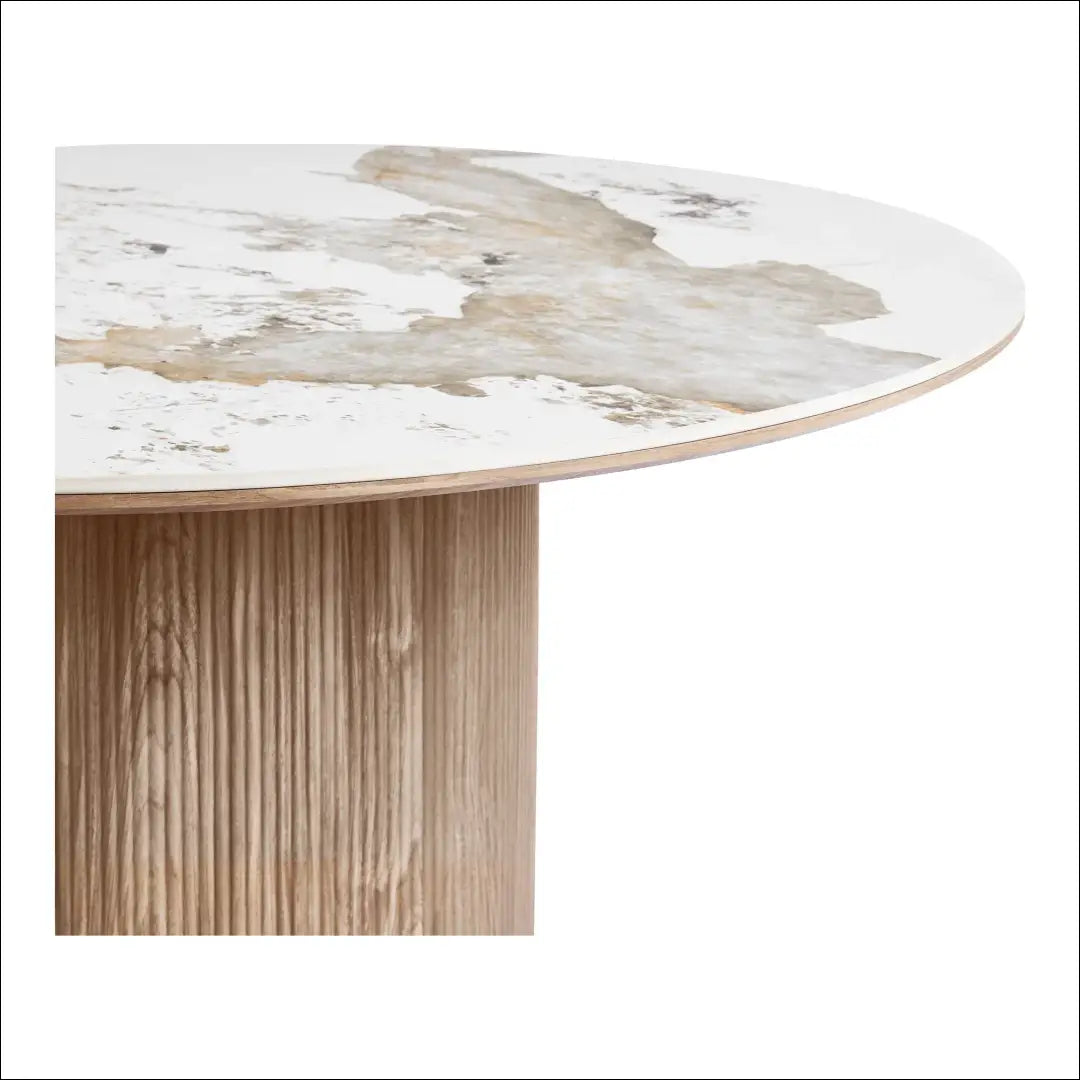 Valgomojo stalas keraminis stalviršis balta/ruda ø140x76 cm RD445 - €680 Save 15% __label:Pristatymas 5-14 d.d., Balta