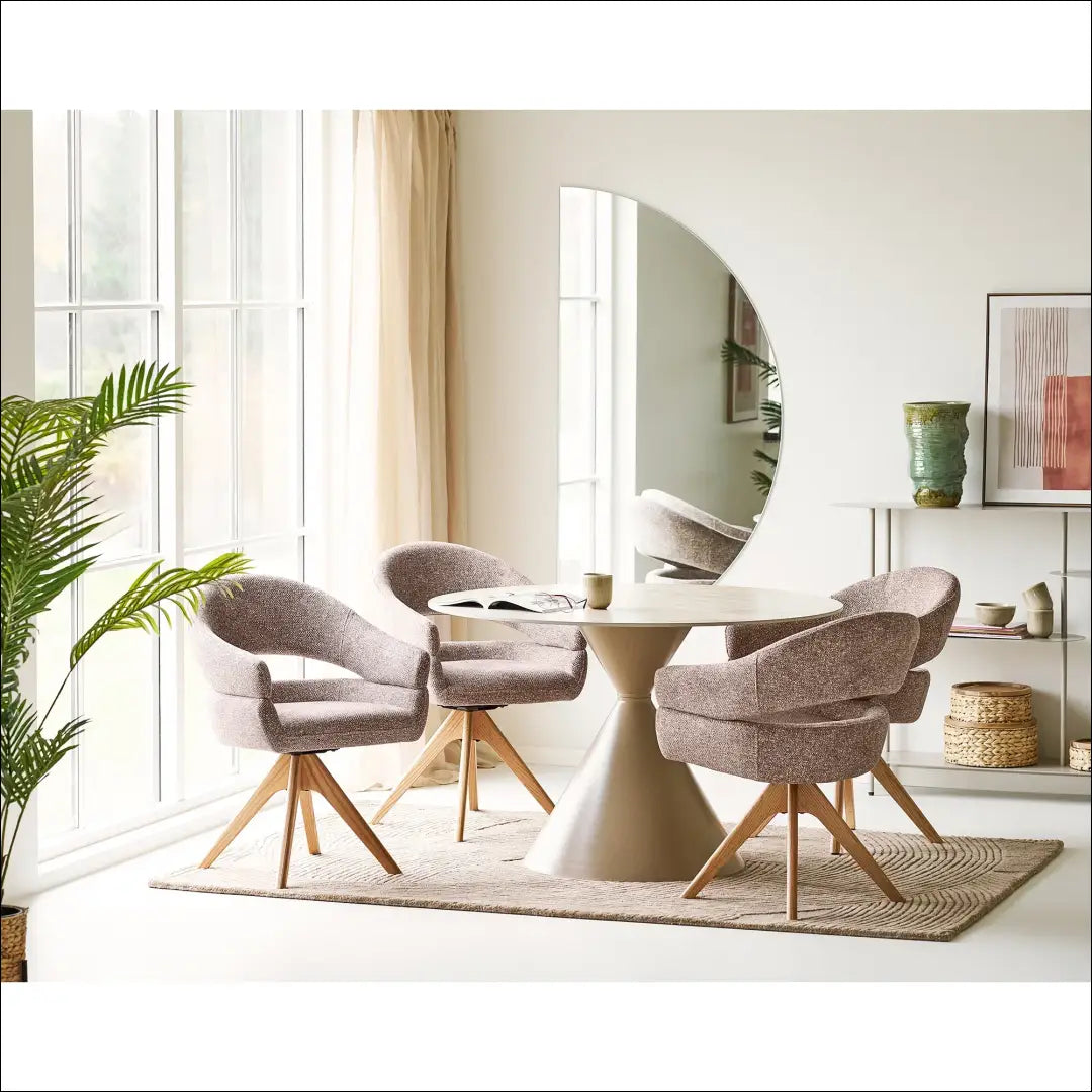 Valgomojo stalas keraminis stalviršis/plienas travertinas/smėlio spalvos ø120x76 cm RD421 - €438 Save 15%