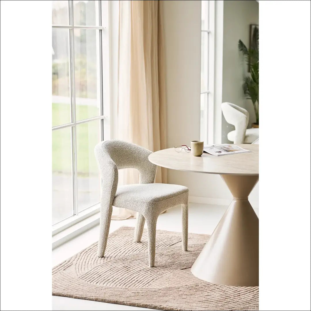 Valgomojo stalas keraminis stalviršis/plienas travertinas/smėlio spalvos ø120x76 cm RD421 - €438 Save 15%