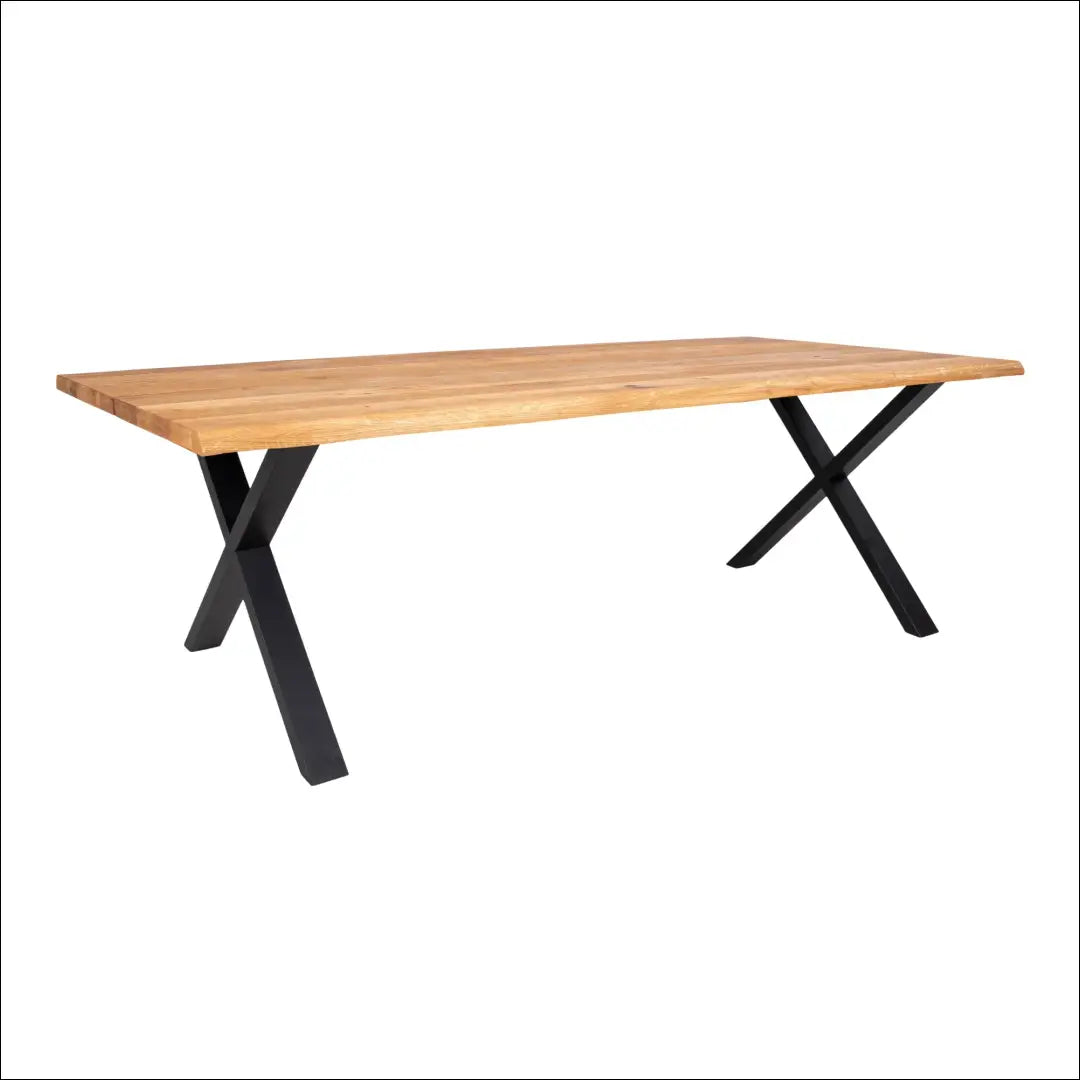 Valgomojo stalas su banguotais kraštais ąžuolo spalvos natūralios paruoštas prailginamoms lėkštėms 95x240x75 cm RD408