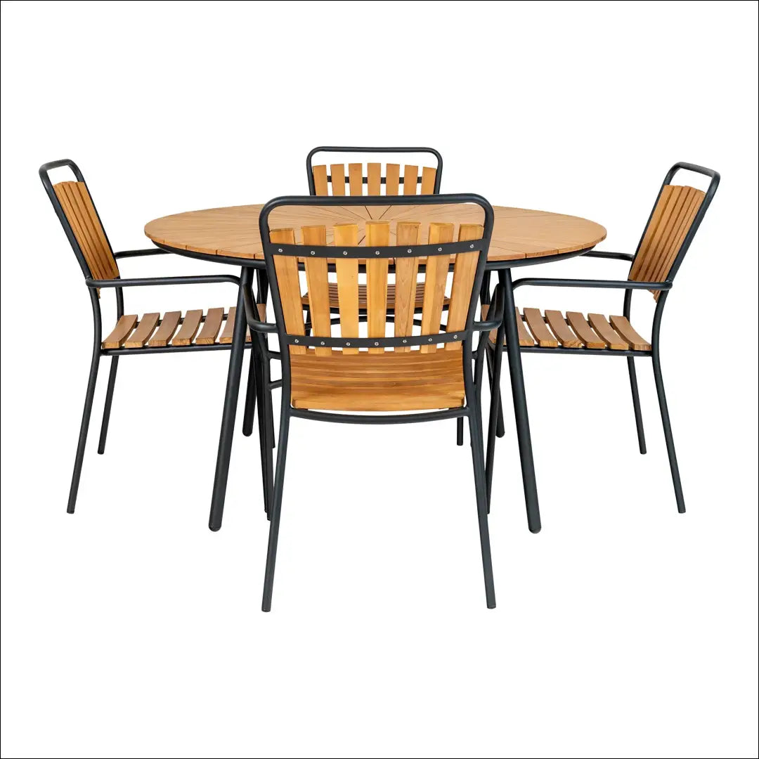 Valgomojo stalas tikmedžio stalviršis natūralios medienos juodos kojelės ø130x74 cm RD1185 - €569 Save 15%