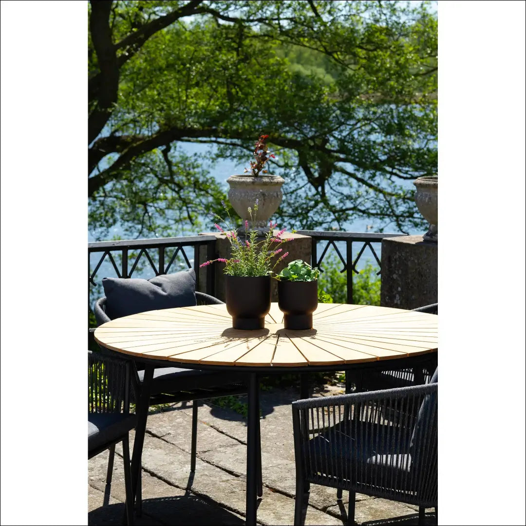 Valgomojo stalas tikmedžio stalviršis natūralios medienos juodos kojelės ø130x74 cm RD1185 - €569 Save 15%
