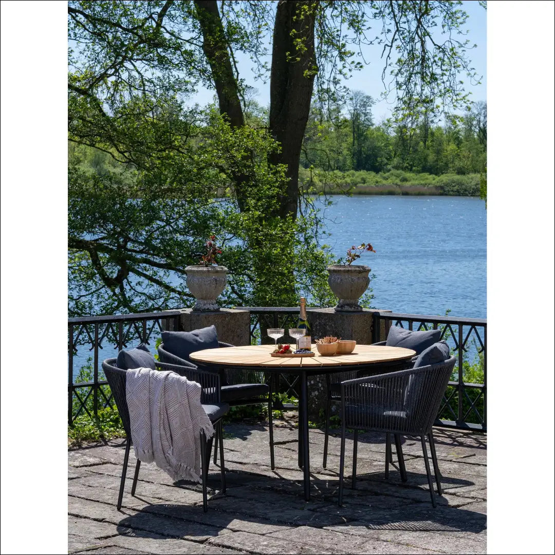 Valgomojo stalas tikmedžio stalviršis natūralios medienos juodos kojelės ø130x74 cm RD1185 - €569 Save 15%